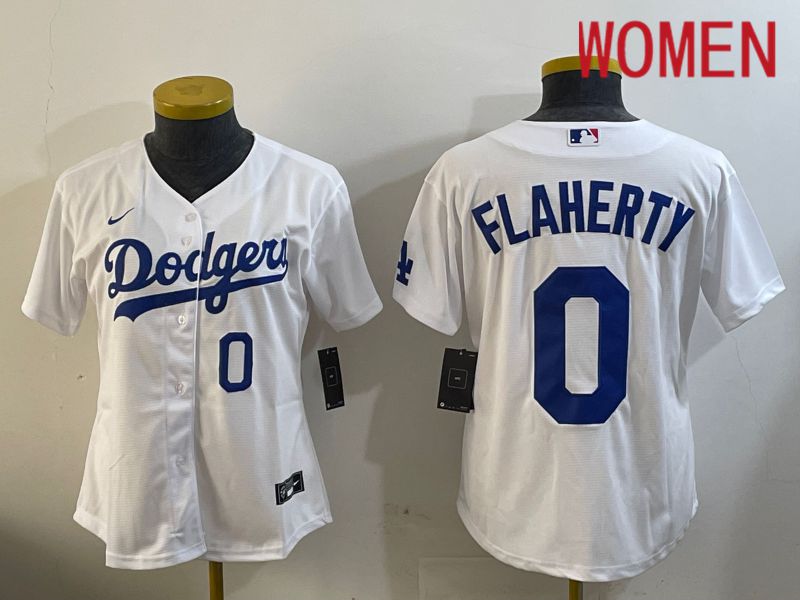 Women Los Angeles Dodgers #0 Flaherty White Game 2024 Nike MLB Jersey style 12112